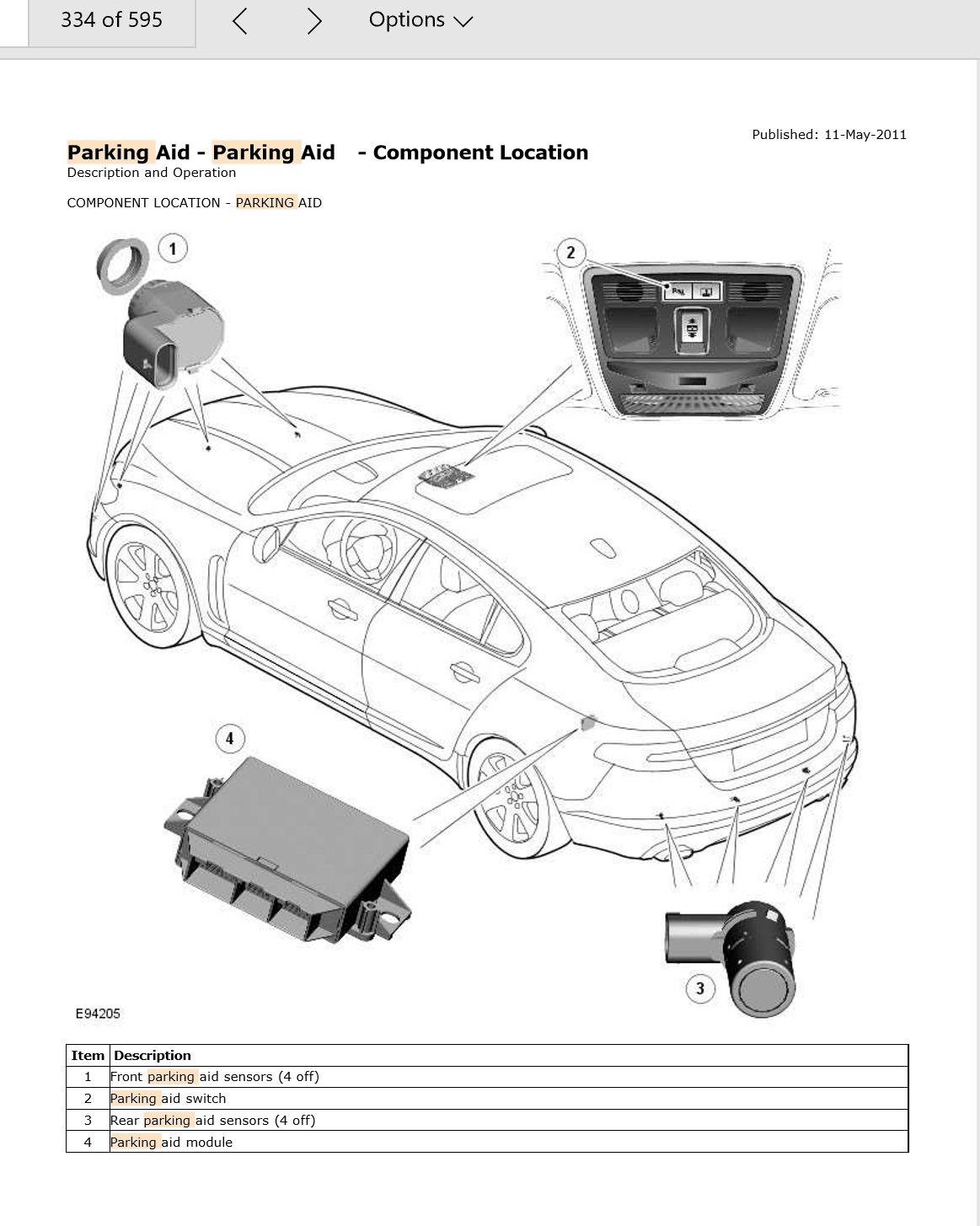 Parking Module Parking aid module - Jaguar XF Club - Jaguar Owners Club